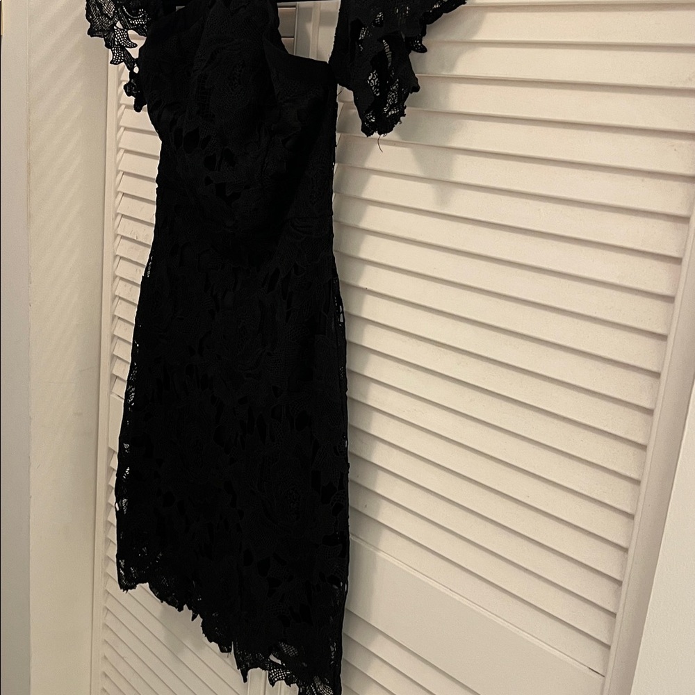 Lush Black Lace Mini Dress S - Picture 3 of 7